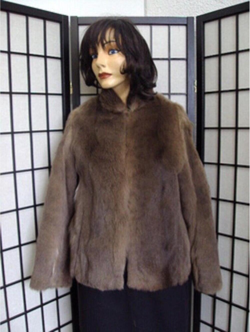 EXCELLENT BROWN SQUIRREL FUR COAT JACKET WOMEN WOMEN SZ 2-4 PETITE